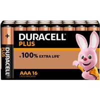 Duracell Plus AAA Batteries +100% Extra Life (16 Pack) Plastic