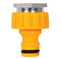 Hozelock Indoor Threaded Tap Connector M24 Male 24mm in Yellow Plastic