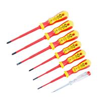 CK C. K 6 Slim Fit VDE Screwdriver Set + Mains Tester (7 Piece) in Red Steel