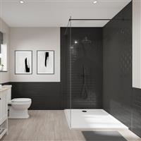 Wetwall Tile Composite Bathroom Wall Panel Black Gloss 2440 x 1220mm in Black Gloss Composite