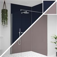 Wetwall Alloy Double-Sided Bathroom Wall Panel Deep Sea Blue / Smoked Rose 2440 x 600mm in Deep Sea Blue/Smoked Rose