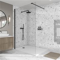 Wetwall Mermaid Bathroom Wall Panel White Marble 2420 x 1185mm in Terrazzo Nuage Plastic