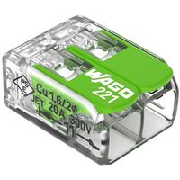 Wago 221 2-Way Compact Lever Connectors 0.14-4mm (100 Pack) in Clear Plastic
