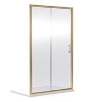 Nuie Rene Sliding 1 Door Shower Enclosure 1400mm x 1900mm in Brushed Brass Aluminium