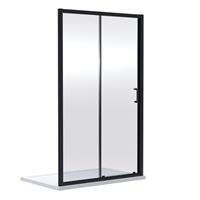 Nuie Rene Sliding 1 Door Shower Enclosure 1600mm x 1900mm Matt in Black Aluminium