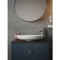 Splashback Fluted Glass Bathroom 250 x 500mm Brushed Brass Caps in Clear