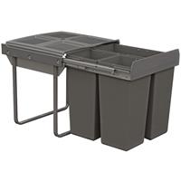 Hafele Tek Pull Out Waste Bin 68L 600mm in Anthracite Grey