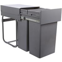 Hafele Waste Boss Duo Pull Out Waste Bin 64L for 400mm Cabinet in Anthracite Grey