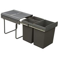 Hafele Tek Pull Out Waste Bin 40L 400mm in Anthracite Grey