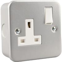 Wessex Electrical Wessex Metal Clad Switched Socket 1 Gang in Silver