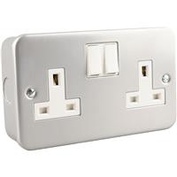 Wessex Electrical Wessex Metal Clad Switched Socket 2 Gang DP in Silver