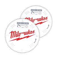 Milwaukee Mitre Saw Blades 254 x 30mm 60T/80T (2 Piece) in White Steel