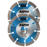 OX Rapid RC10 General Purpose Diamond Blade 115mm (2 Pack) in Blue/Silver