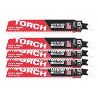 Milwaukee Sawzall Reciprocating Saw Blade TCT Torch Nitrus 150mm x 8TPI (5 Pack) in Red Steel