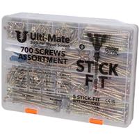 Ulti-Mate Stick-Fit Wood Screws Assortment Case (700 Pack) in Gold