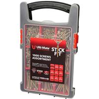 Ulti-Mate Stick-Fit Wood Screws Site Pack Assortment Case (1000 Pack) in Gold