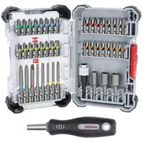 Bosch Screwdriver Bit Set + Handle Mixed (44 Piece) in Silver Steel