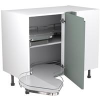 Kitchen Kit Flatpack J-Pull Kitchen Cabinet Pull-Out Base Blind Corner Unit Matt Sage 1000mm in Green