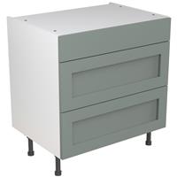 Kitchen Kit Flatpack Shaker Kitchen Cabinet Base 3 Drawer Unit Matt Sage 800mm in Green