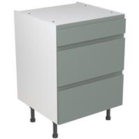 Kitchen Kit Flatpack J-Pull Kitchen Cabinet Base 3 Drawer Unit Matt Sage 600mm in Green