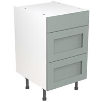 Kitchen Kit Flatpack Shaker Kitchen Cabinet Base 3 Drawer Unit Matt Sage 500mm in Green