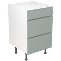 Kitchen Kit Flatpack J-Pull Kitchen Cabinet Base 3 Drawer Unit Matt Sage 500mm in Green