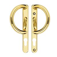 ERA Decorative Patio Locking Door Handle Polished (Pair) in Gold