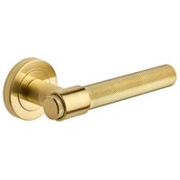 Designer Levers Kensington Knurled Lever On Rose Door Handle Brushed (Pair) in Brass