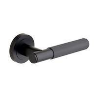 Designer Levers Frankfurt Linear Lever on Rose Door Handle 130mm Matt (Pair) in Black