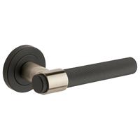 Designer Levers Kensington Knurled Lever On Rose Door Handle Satin Nickel / Matt (Pair) in Black