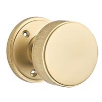 Designer Levers Kensington Knurled Mortice Door Knob Brushed (Pair) in Brass