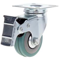 Lockworks Swivel Plate Castor with Brake Rubber 50mm 40kg in Silver