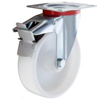 Lockworks Swivel Plate Castor with Brake Nylon 125mm 120kg in Silver Rubber