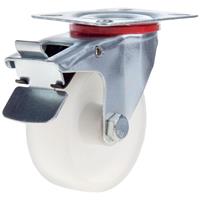 Lockworks Swivel Plate Castor with Brake Nylon 75mm 60kg in Silver Rubber