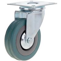 Lockworks Swivel Plate Castor Rubber 100mm 65kg in Silver