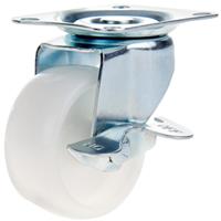 Lockworks Swivel Plate Castor with Brake Nylon 50mm 40kg in Silver Rubber