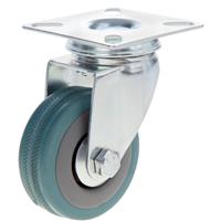 Lockworks Swivel Plate Castor Rubber 50mm 40kg in Silver