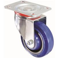Lockworks General Duty Swivel Castor Wheel Electric 100mm / 125kg in Blue Rubber