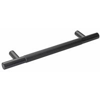Eclipse Knurled T Bar Cabinet Handle Matt (128mm) in Black