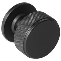 Eclipse Knurled Cupboard Knob Matt (34mm) in Black