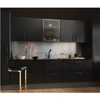 AluSplash Double-Sided Splashback 750 x 900mm Ebony / Brushed Steel in Ebony/Steel Aluminium