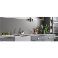 AluSplash Double-Sided Splashback 750 x 900mm Iceberg White / Smoked Ember in White/Grey Aluminium