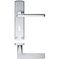 Zoo Hardware Leon Lever on Lock Backplate Door Handle Satin (Pair) in Chrome Steel