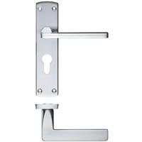 Zoo Hardware Leon Lever on Euro Lock Backplate Door Handle Satin (Pair) in Chrome Steel