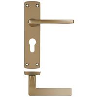 Zoo Hardware Leon Lever on Euro Lock Backplate Door Handle Antique (Pair) in Brass Aluminium