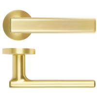 Zoo Hardware Frigo Lever on Rose Door Handle Satin (Pair) in Brass
