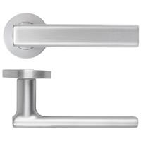 Zoo Hardware Frigo Lever on Rose Door Handle Satin (Pair) in Chrome