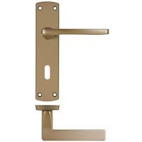 Zoo Hardware Leon Lever on Lock Backplate Door Handle Antique (Pair) in Brass Aluminium