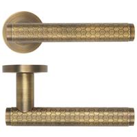 Zoo Hardware Favo Lever on Rose Door Handle Antique (Pair) in Brass