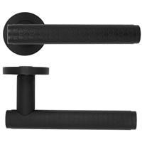 Zoo Hardware Favo Lever on Rose Door Handle Oscuro Matt (Pair) in Black